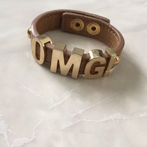 BCBG OMG Gold/Brown Leather Bracelet